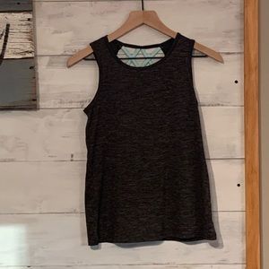 Cute dark gray with aqua crisscross detail